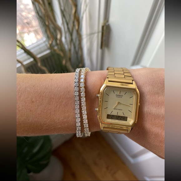 14K Gold Plated 3mm Cubic Zirconia Classic Tennis Bracelet | Size 6.5-7.5 in - Picture 5 of 5